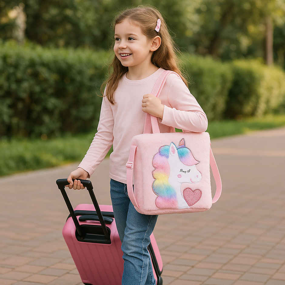 Kidara Unicorn Fur Crossbody Bag Baby Pink