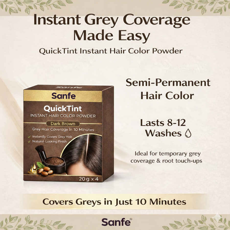 Sanfe QuickTint Instant Hair Color Powder For Grey Coverage