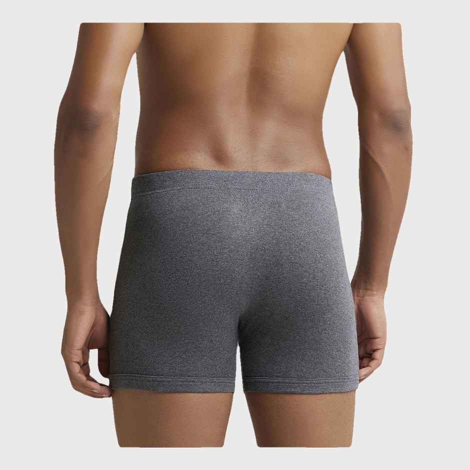 Jockey 8008 Men's Super Combed Cotton Rib Underwear Solid Boxer Brief|Concealed Waistband | Grey-M