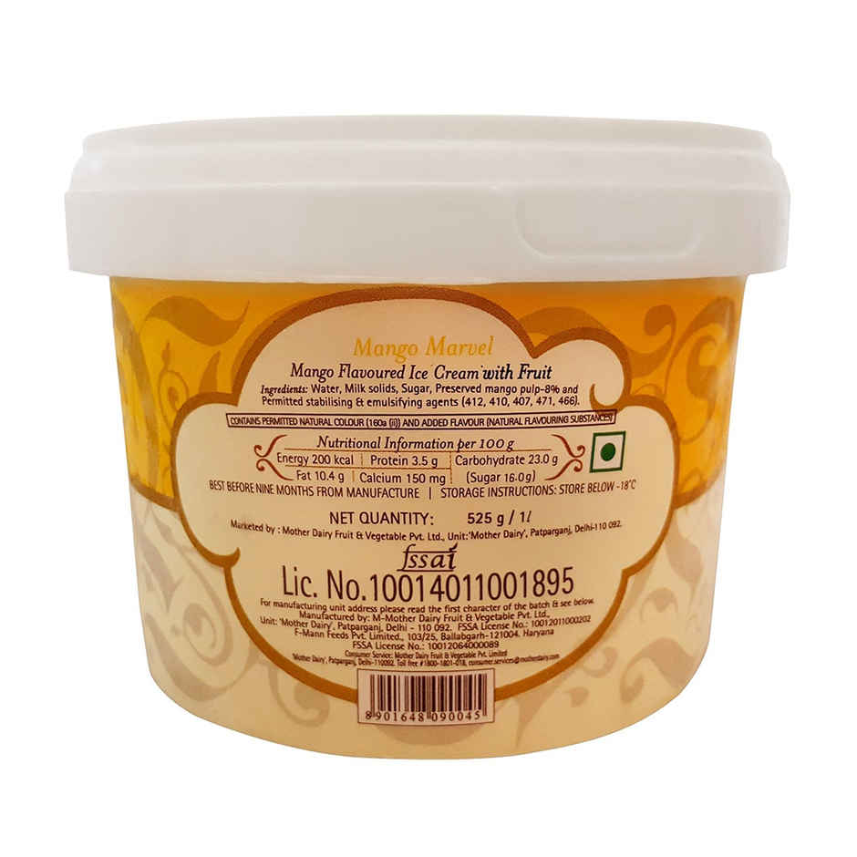 Mother Dairy Mango Marvel Ice Cream Tub