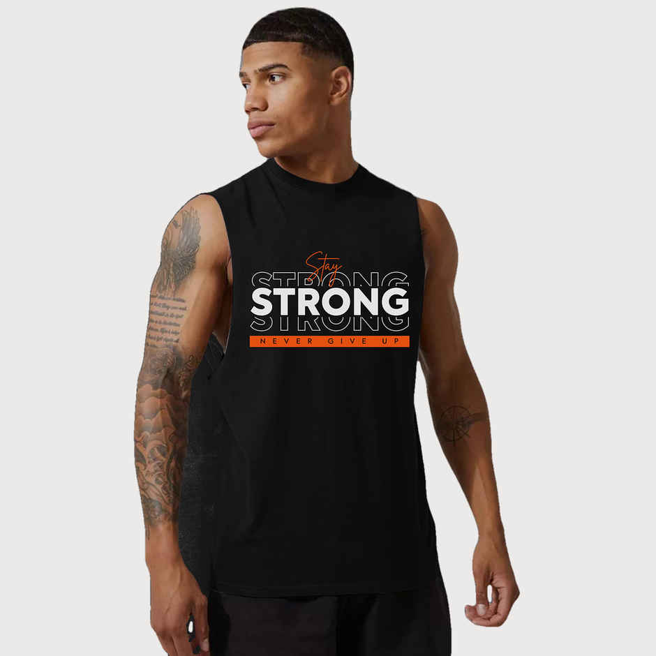 Chkokko Men's Gym Regular Fit Tank Tops Sports Sleeveless Vest | Black - S