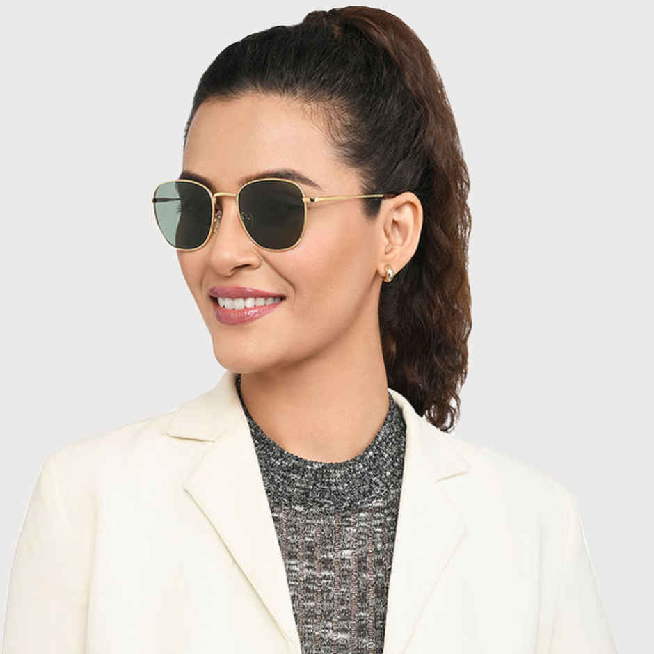 Vincent Chase By Lenskart Unisex Solid Metal Round Sunglasses | Gold - M