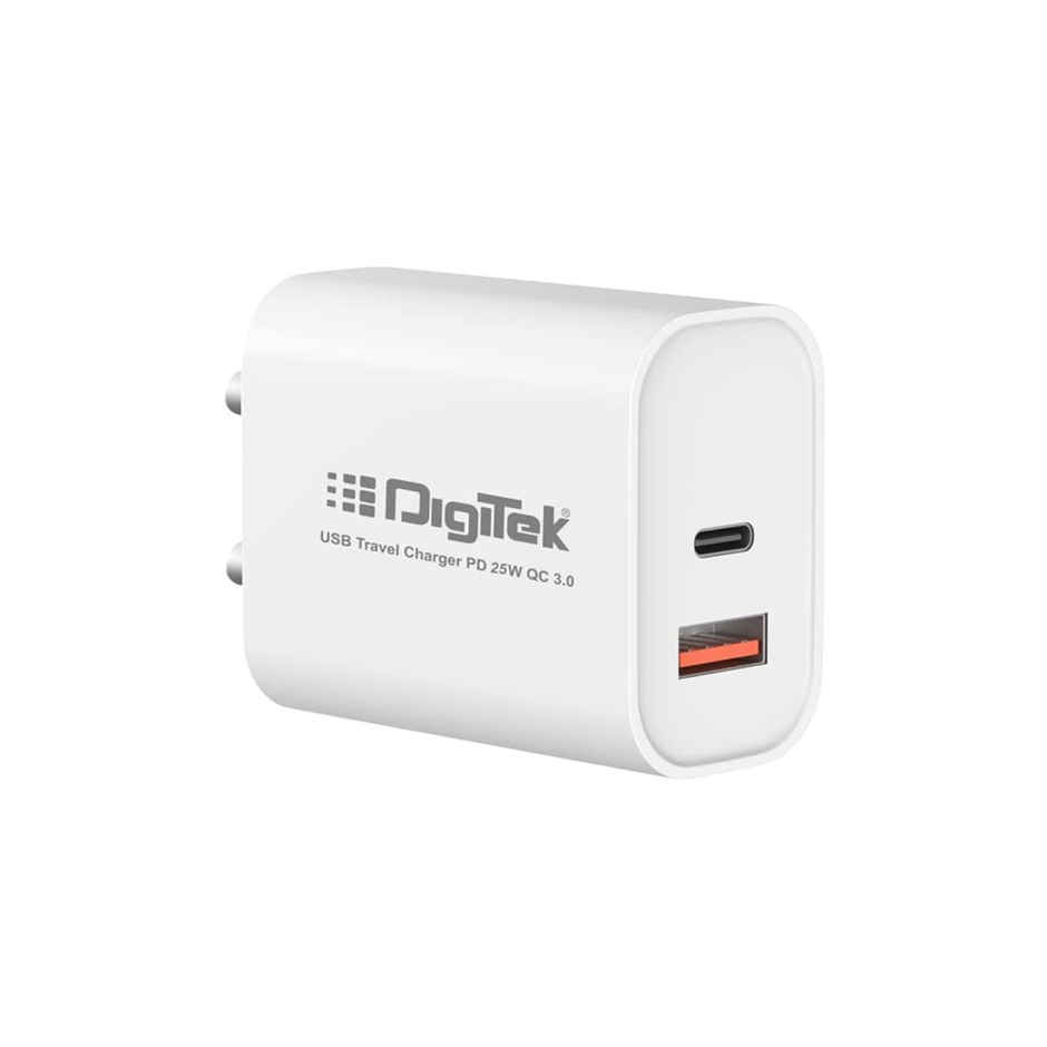 Digitek 25W Usb-C Pd & Qc Power Delivery Pd3.0 Dual Port Fast Wall Charger Typec Devices Dmqc Pd25W