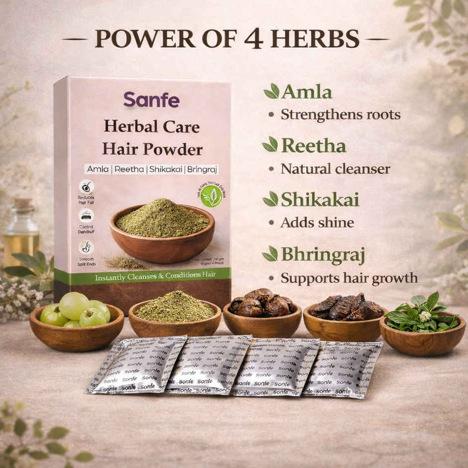 Sanfe Herbal Care Hair Powder | Amla Reetha Shikakai Bhringraj
