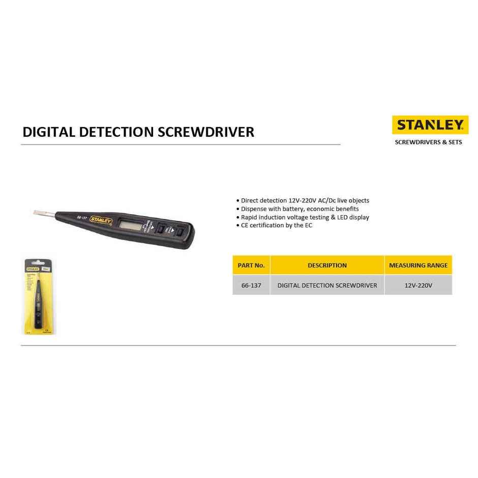STANLEY 66-137 2-in-1 12V Digital Detection Tester & Screwdriver For Home, DIY & Professional Use