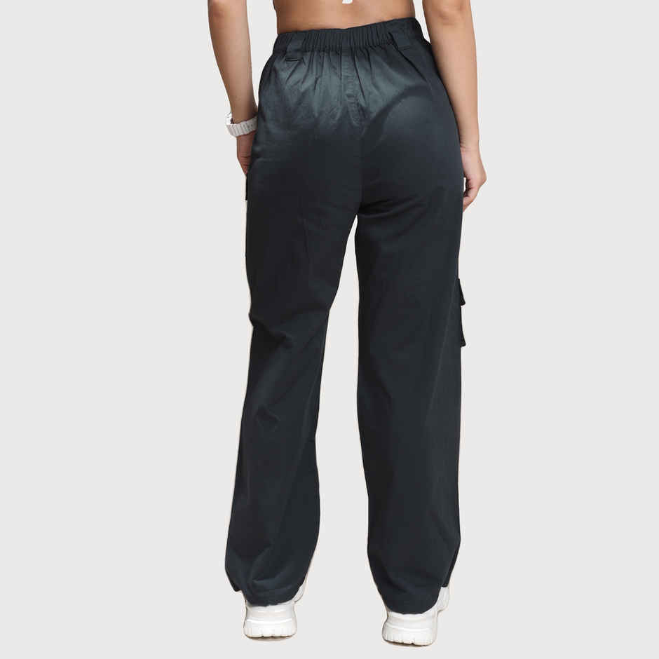 Tokyo Talkies Women's Solid Regular Fit Casual Trouser | Black - L