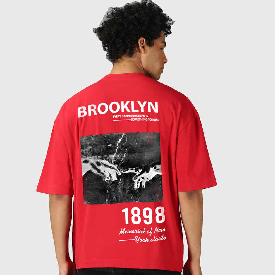 De Tees Men's Oversize T-shirt | M-OST-RED-BROOKYLN | Red - L