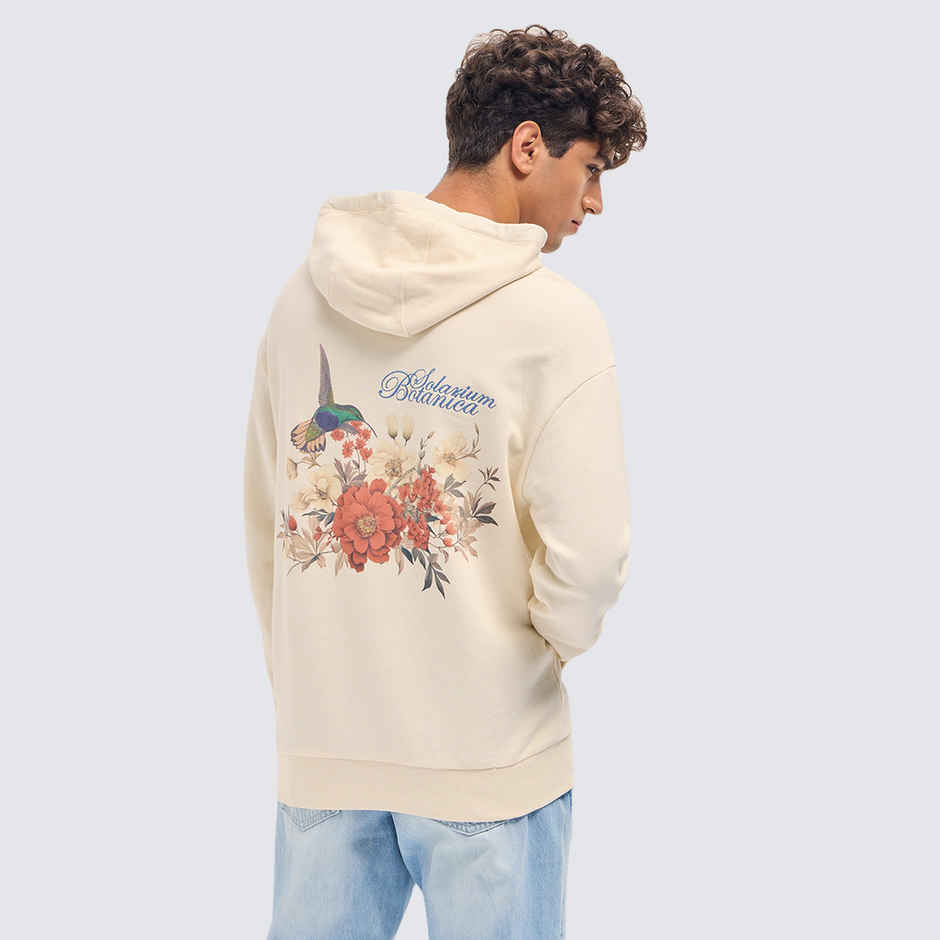 The Bear House Men's Relaxed Fit Hoodie with Graphic Back Print | Cream - S