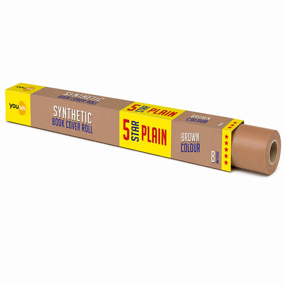 Navneet Youva Synthetic Cover Rolls Plain 5 Star 8 Meters Length X 35.5 Cm Height Brown