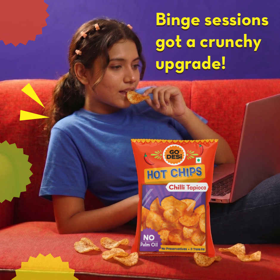 GO DESi Hot Chips Chilli Tapioca | No Palm Oil