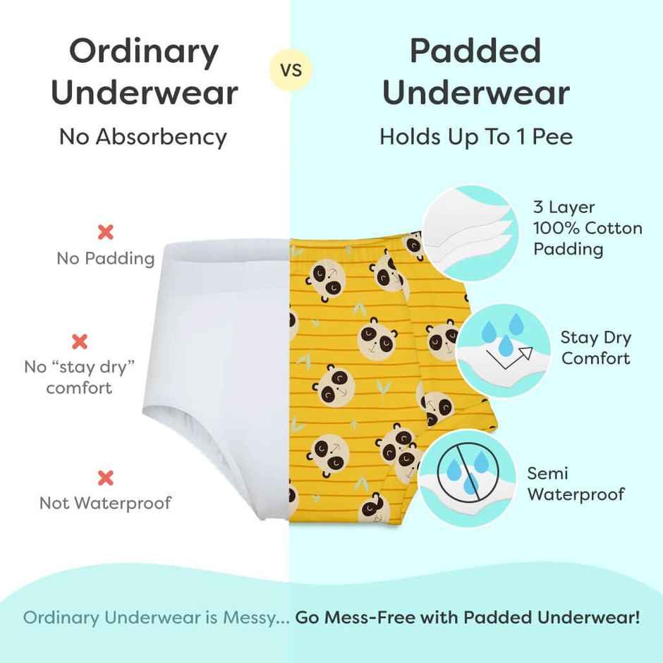 SuperBottoms Padded Underwear 9-12M | Potty Training Underwear Pack of 3