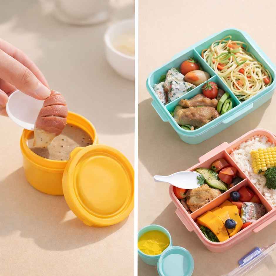DesignLand Astronaut Kids Lunch Box with Sauce Cup and Spoon Leakproof Snack Box