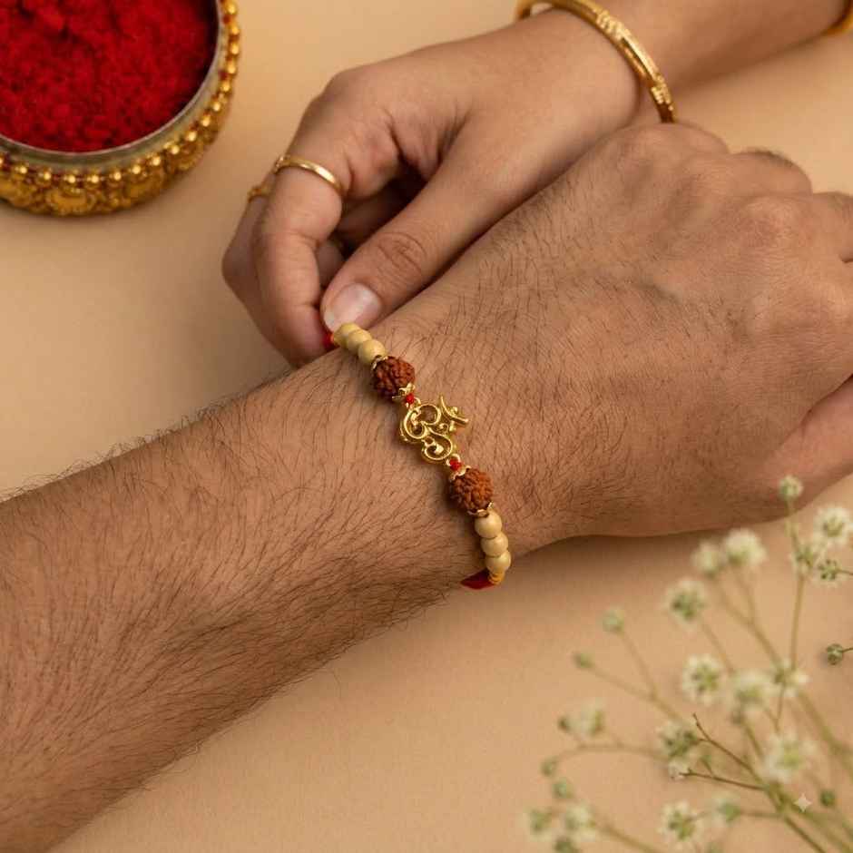Rakhi for Brother | Om & Rudraksha | Religious | Pack of 1 | Shree Rakhi