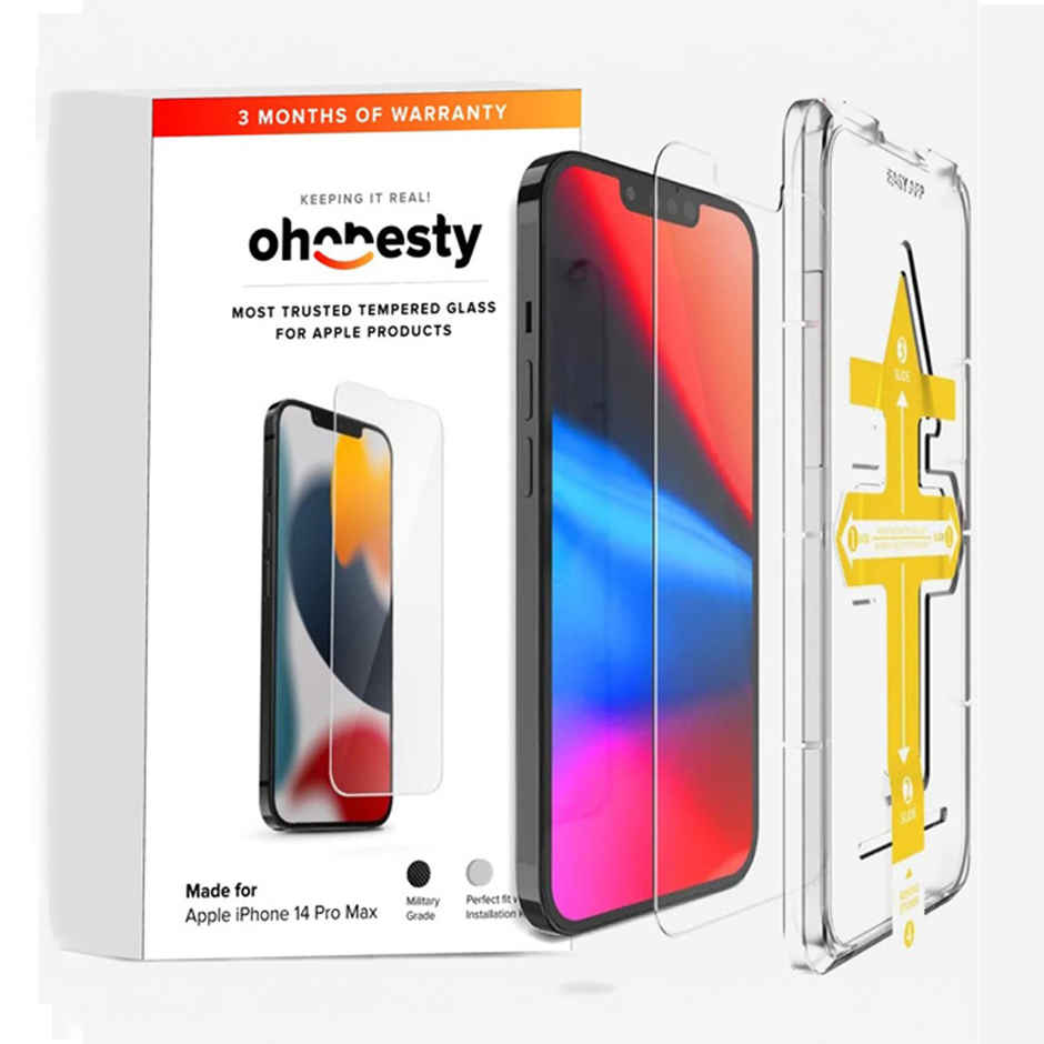 OHONESTY Tempered Glass for iPhone 14 Pro Max| Sensor Protector| Easy Fit Applicator
