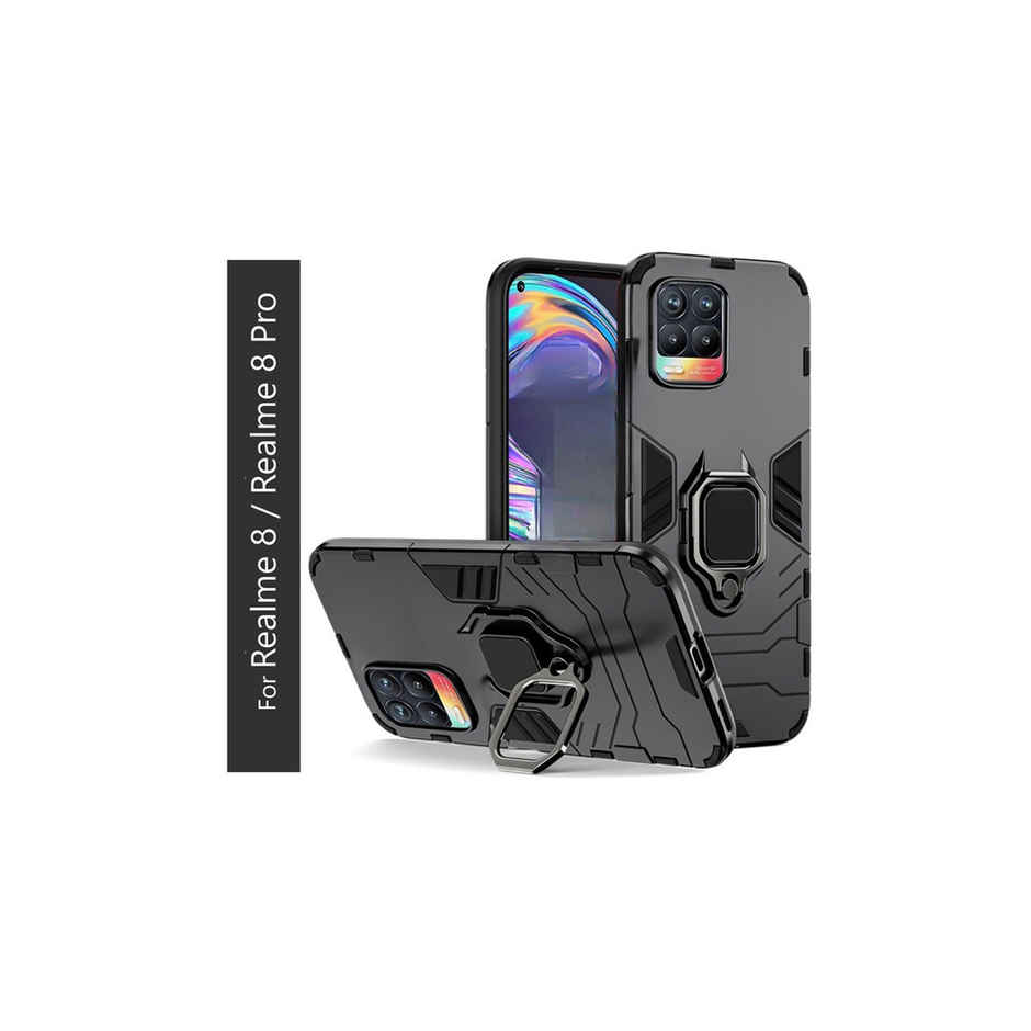 Kwine Case Realme 8 / Realme 8 Pro Back Cover - Ring Holder Stand Case