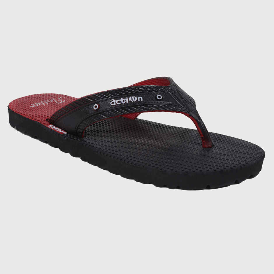 Action Men's Gfl-3804 Slippers | Evening Walk | Bathroom | Room Slippers | Black and Red - UK 8
