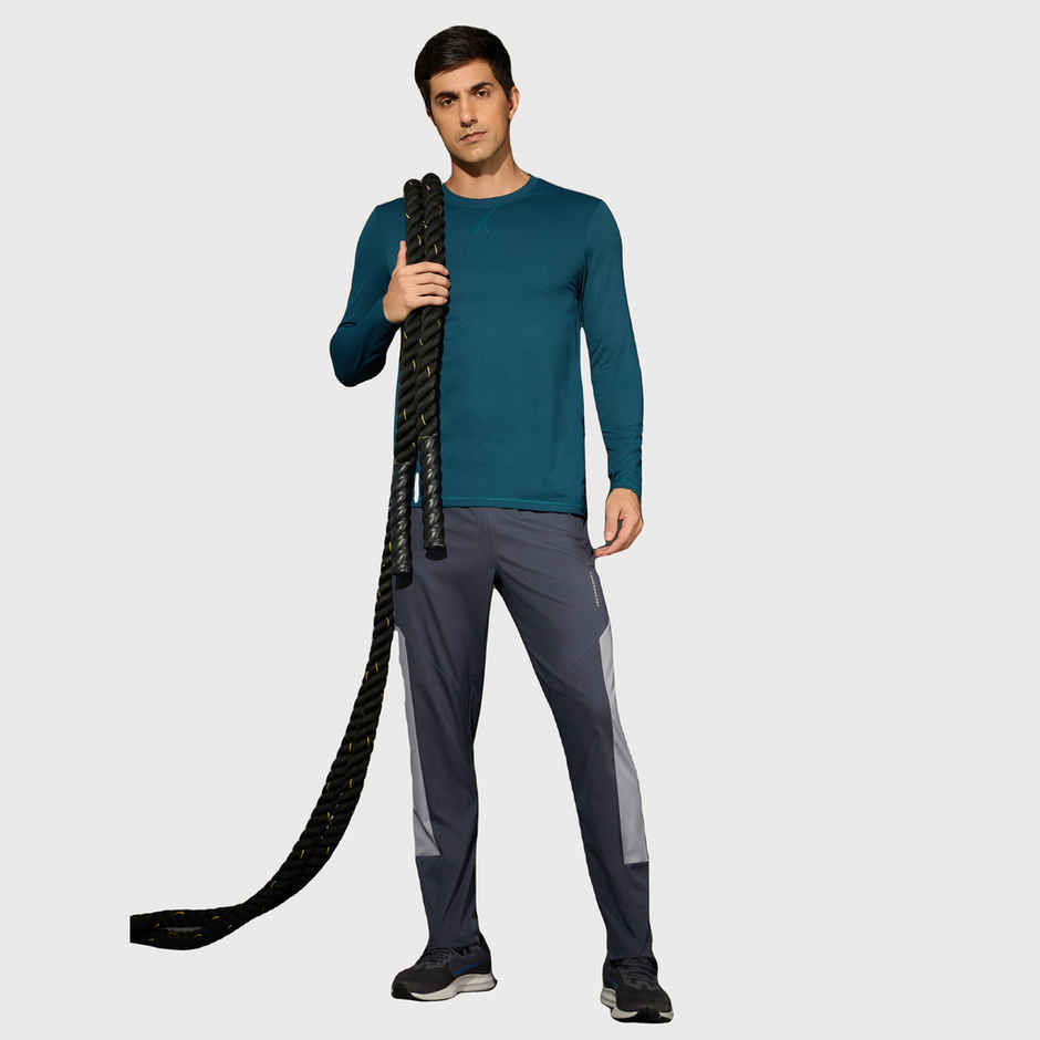 Technosport Men's Poly Solid Slim Fit Round Neck Full Sleeve Sports T-shirt | Gulf Coast - M