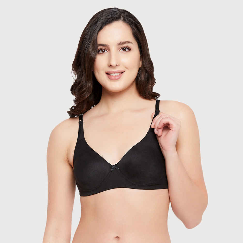 Clovia Women Non-Padded Non-Wired Full Coverage T-Shirt Bra - Blue, Black | 32C