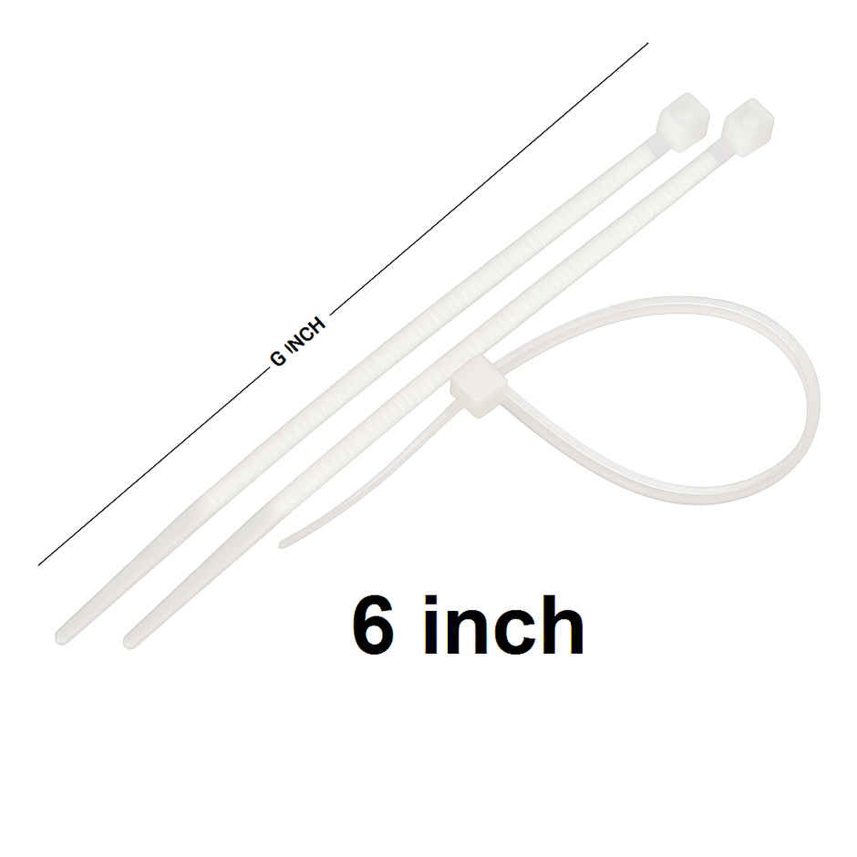 Soham Housewares Cab Lok Strong Nylon Cable Wire | White - 150 x 3.6 mm