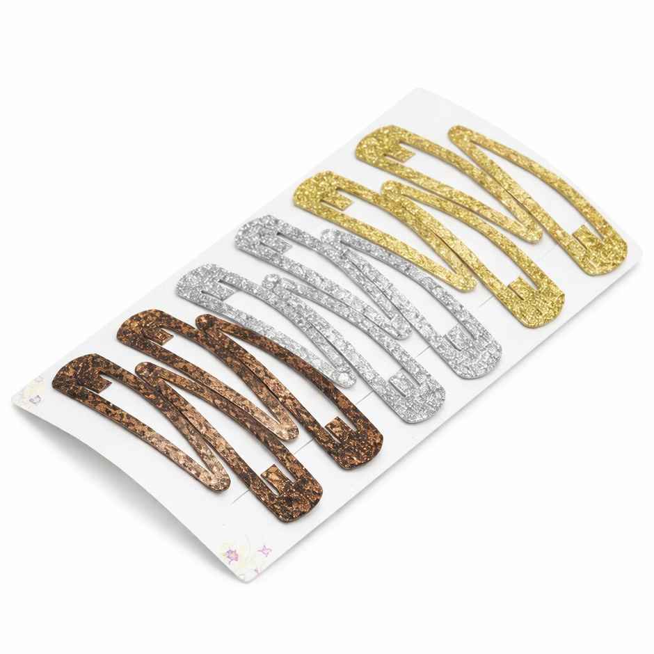 The Opal Factory Glitter Tic Tac Pinsfor Girls and Women | Gold, Silver and Black