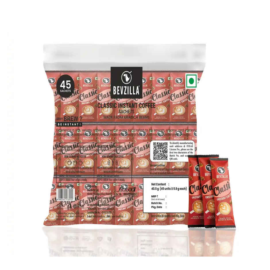 Bevzilla 45 Classic Instant Coffee Powder Sachets Combo