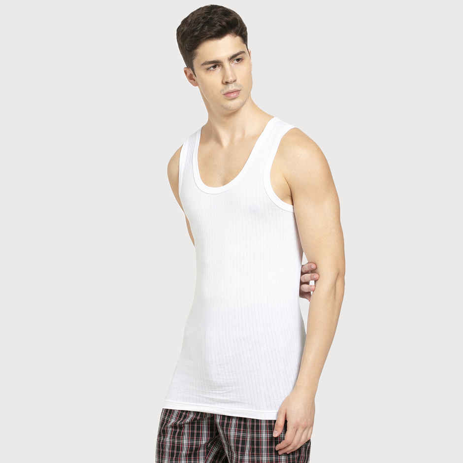 Jockey 8816 Men's Super Combed Cotton Sleeveless Vest|Extended Length|Easy Tuck | White-80