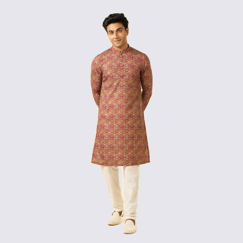 Diwas By Manyavar Men's Tan Destiny Kurta | Brown - 2XL