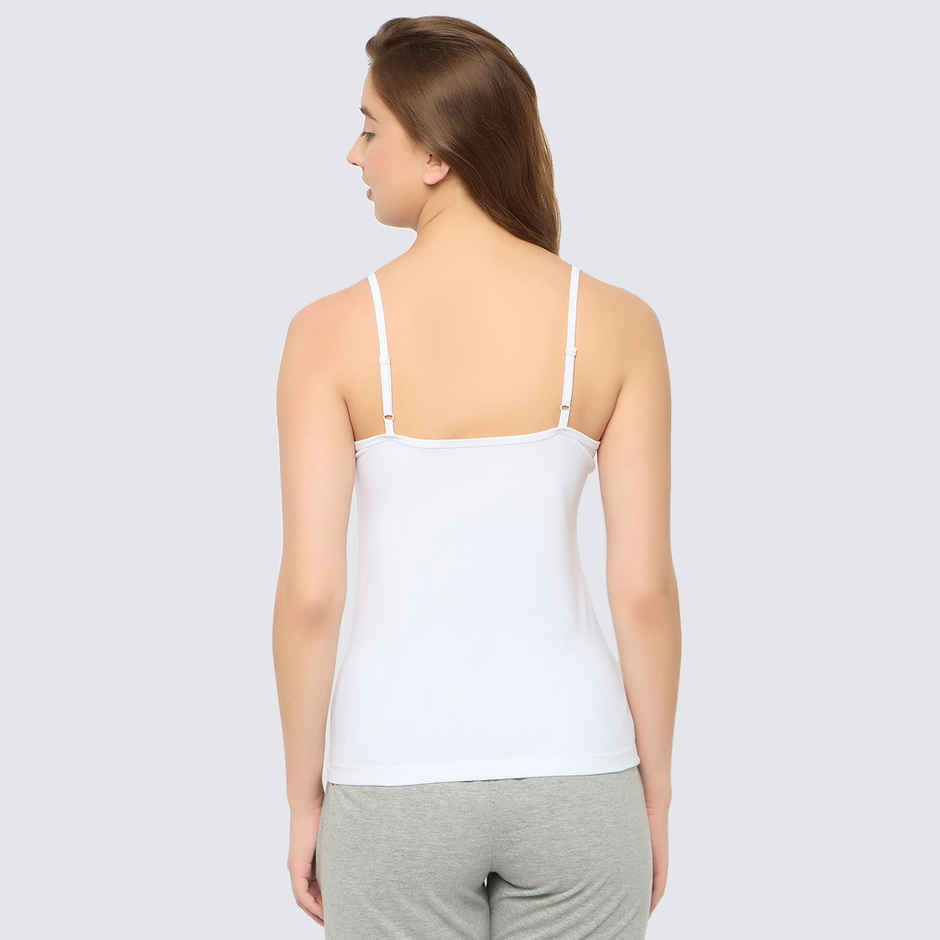 Clovia Chic Basic Camisole In White - Cotton(White - M)