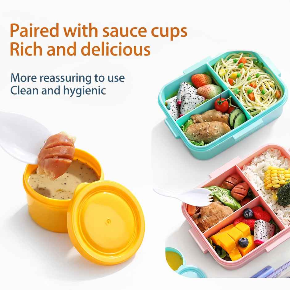DesignLand Dinosaur Kids Lunch Box with Sauce Cup and Spoon Leakproof Meal Box