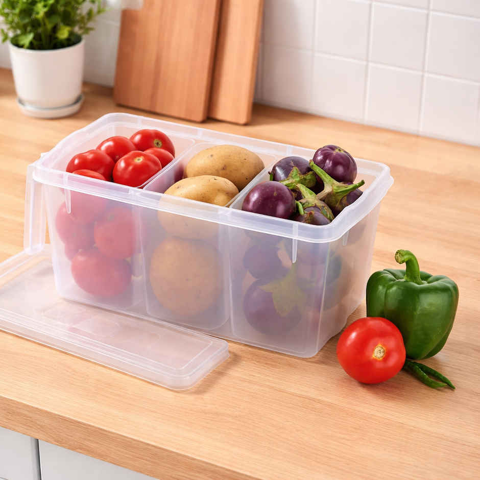 Zedak Clear Food Storage Containers with Dividers - Smart Kitchen Organizer - 1 pc