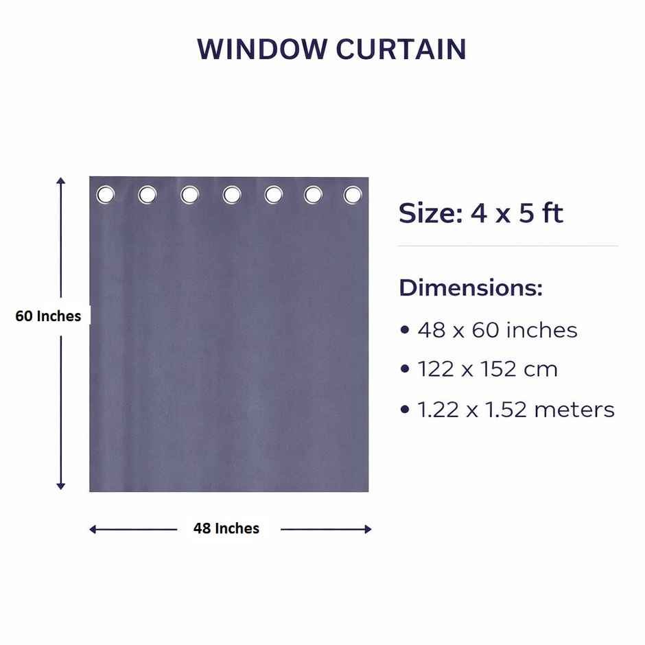 BAY6 Polyester Window Curtains - Set of 2 - (5x4 ft) - Black