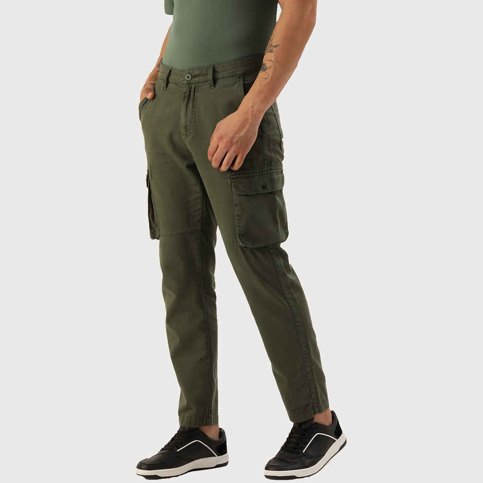 IVOC Men's Regular Fit Cargo Trousers | Olive - 32