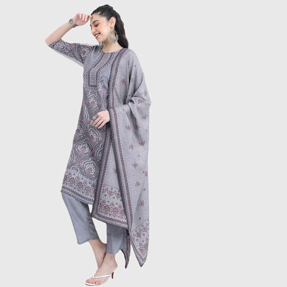 KETCH Women's Ethnic Motifs Printed Regular Kurta, Trousers with Dupatta | Multicolour - M