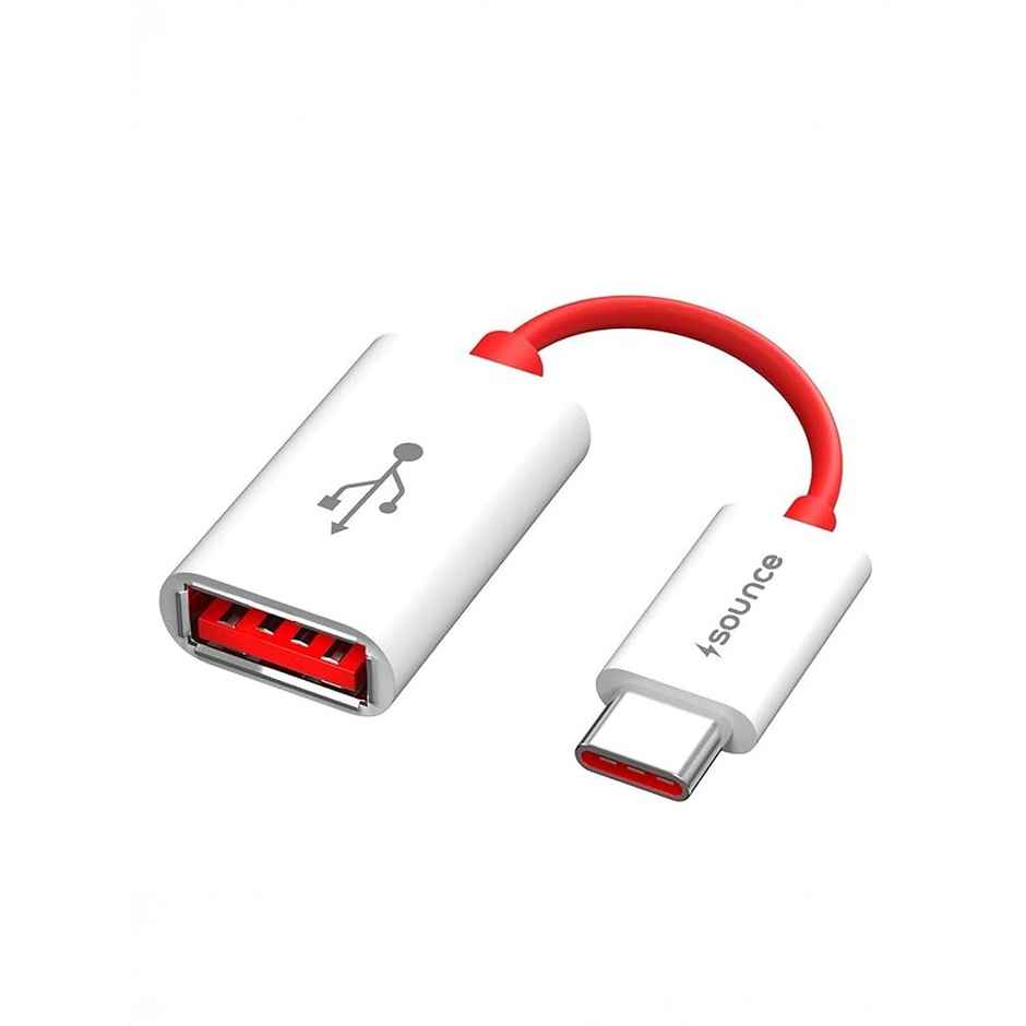 Sounce USB 3.0 to Type C OTG Cable Male|Female Adapter | White | Red
