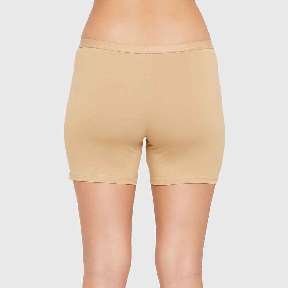 Clovia Mid Waist Boyleg Panty - Cotton | Beige | S