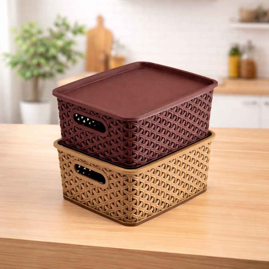 Zedak Multipurpose Solitaire Storage Basket with Lid | Assorted - 1 pack (2 pcs)