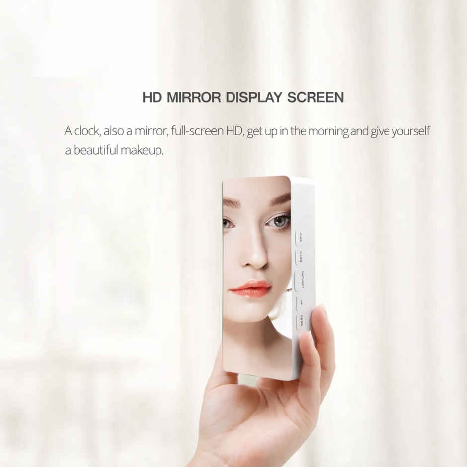 Zedak LED Mirror Digital Alarm Clock | White