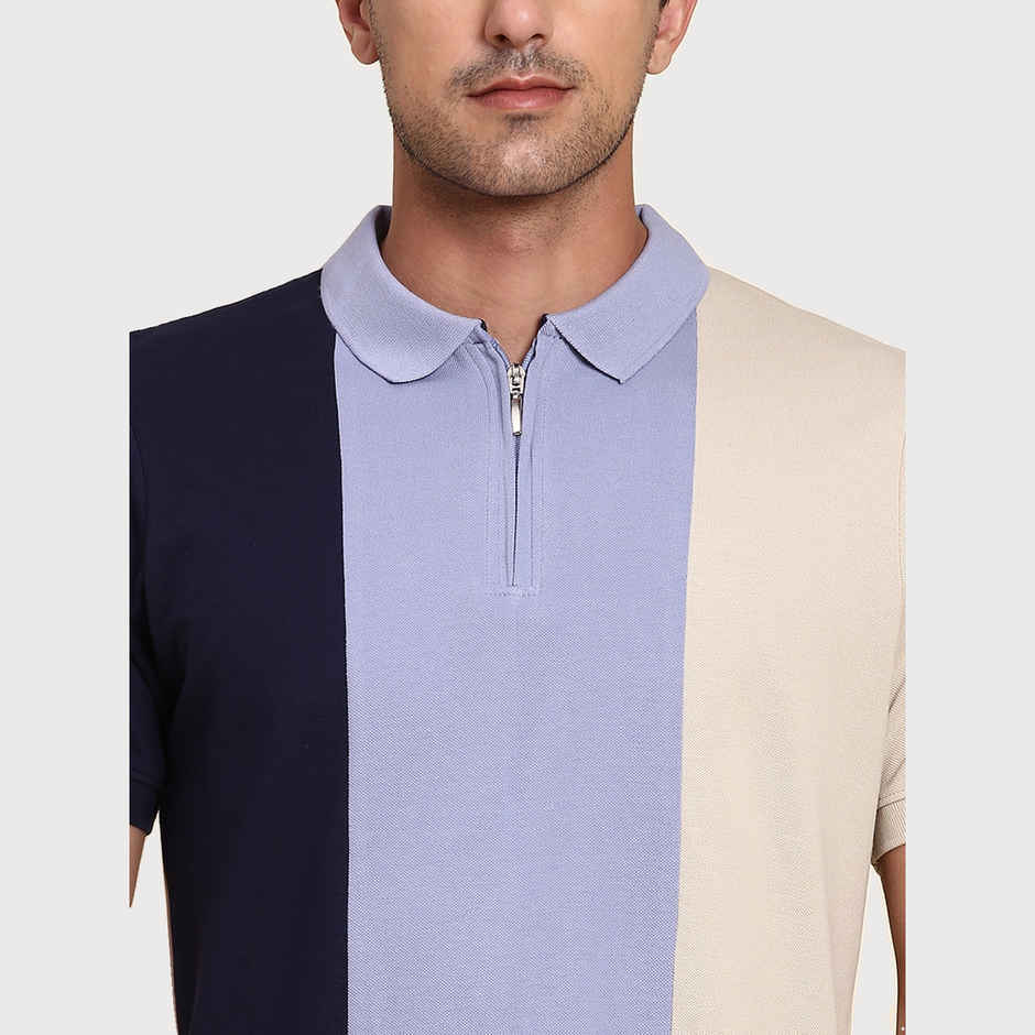 Dennis Lingo Men's Color Block Half Sleeve Polo T-shirt | Navy | S