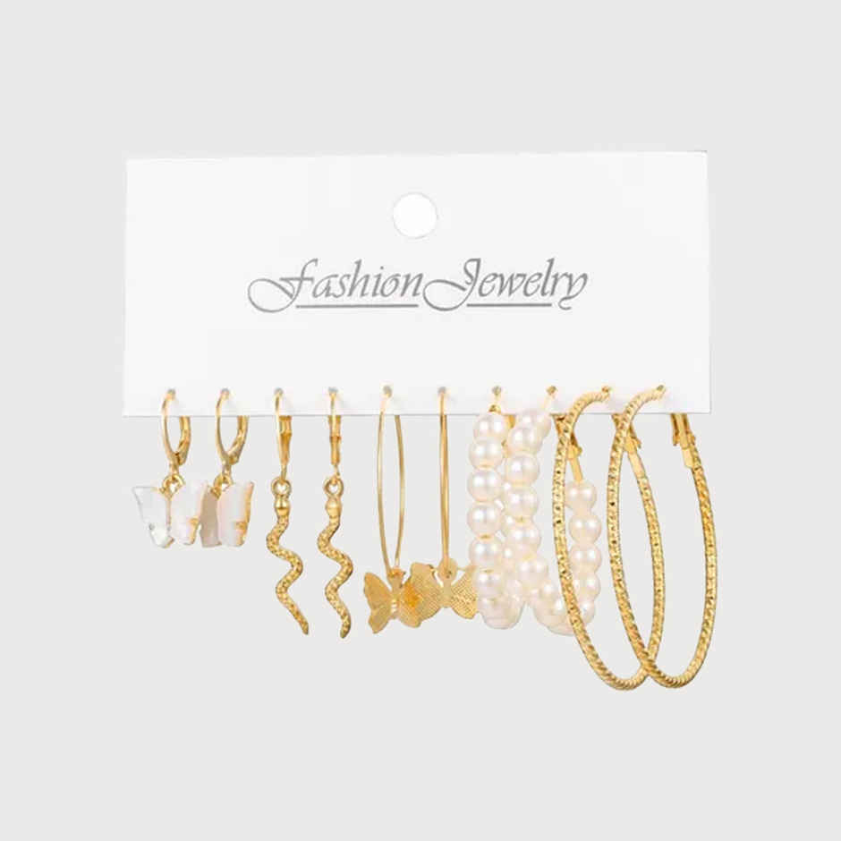 YouBella Jewellery Gold Plated Combo Of 5 Hoop Earrings For Girls And Women (YBEAR - 32945)