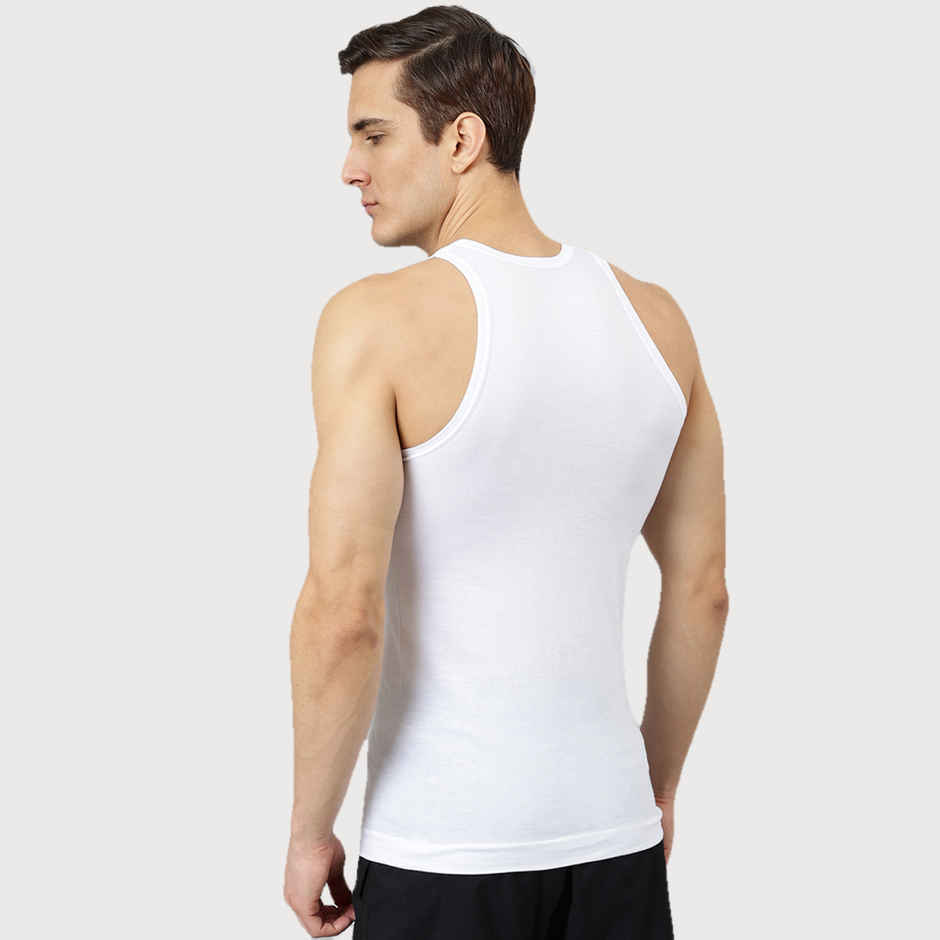 Dollar Bigboss Men's White Solid Combed Cotton Shrinkless Vest | Pack Of 2 - White - M