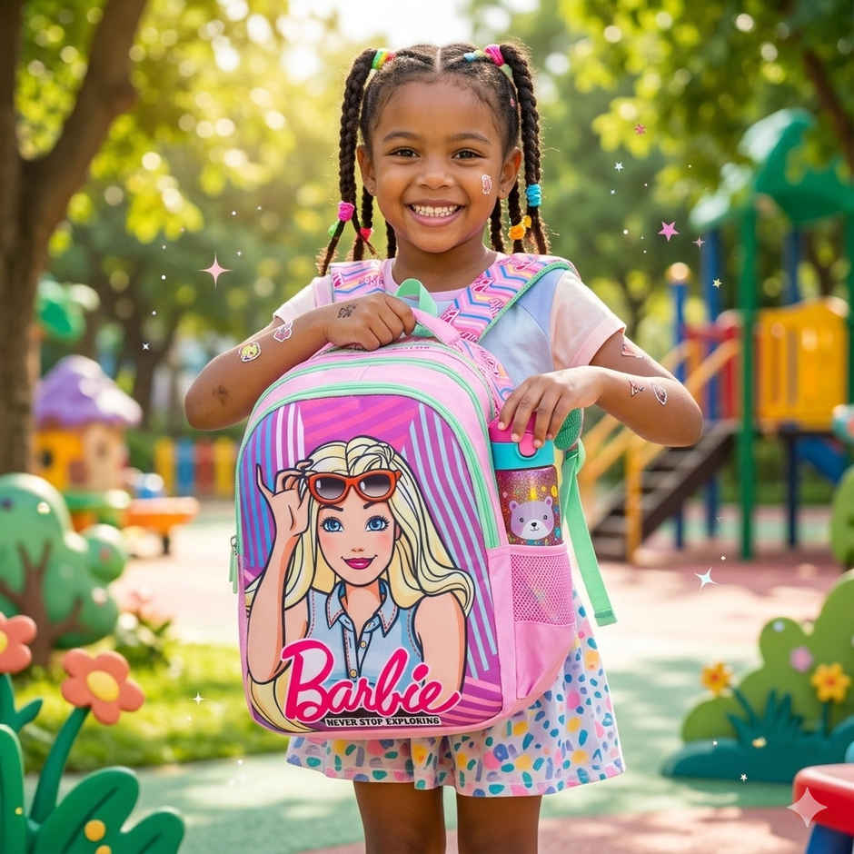 Striders Barbie School Bag for Girls 14 Inch Lavender Color Kids Backpack with Spacious Compartments