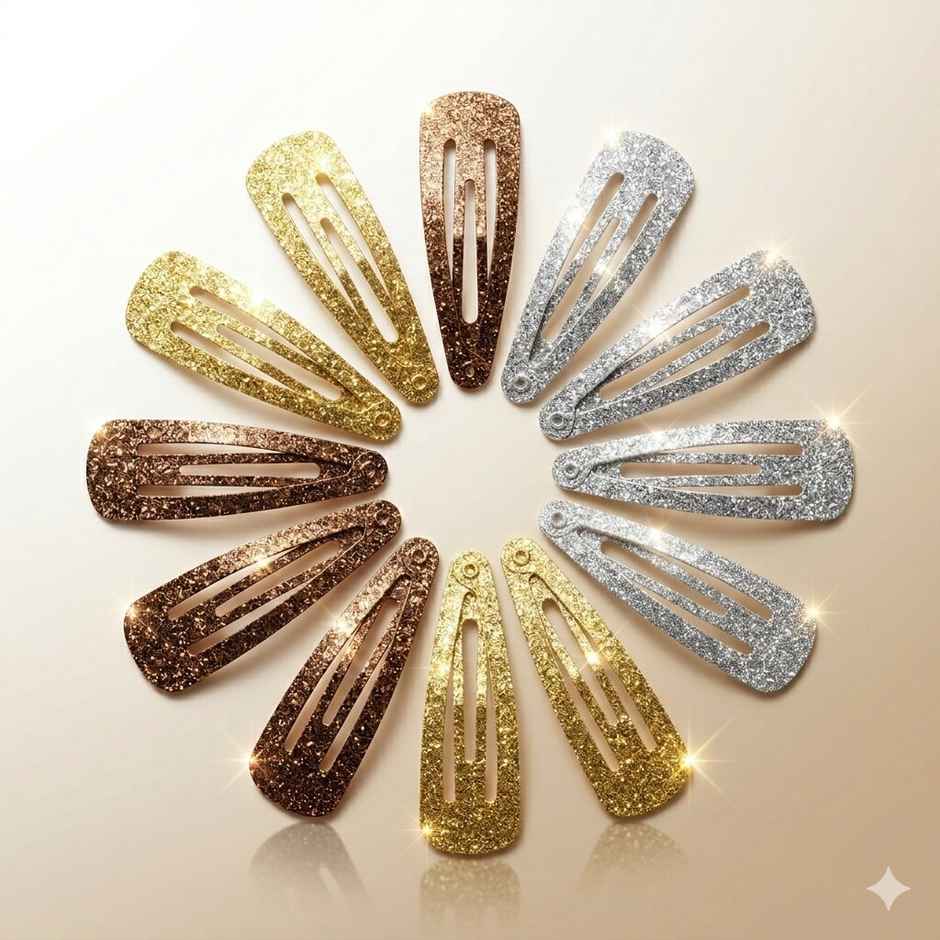 The Opal Factory Glitter Tic Tac Pinsfor Girls and Women | Gold, Silver and Black