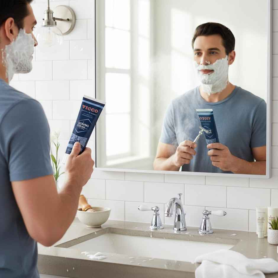 Vicco Turmeric Antiseptic Shaving Base with Foam Cream | Skin Protection & Nourishment