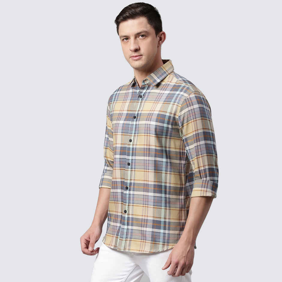 Dennis Lingo Men's Slim Fit Polycotton Casual Shirt | Orange | XL