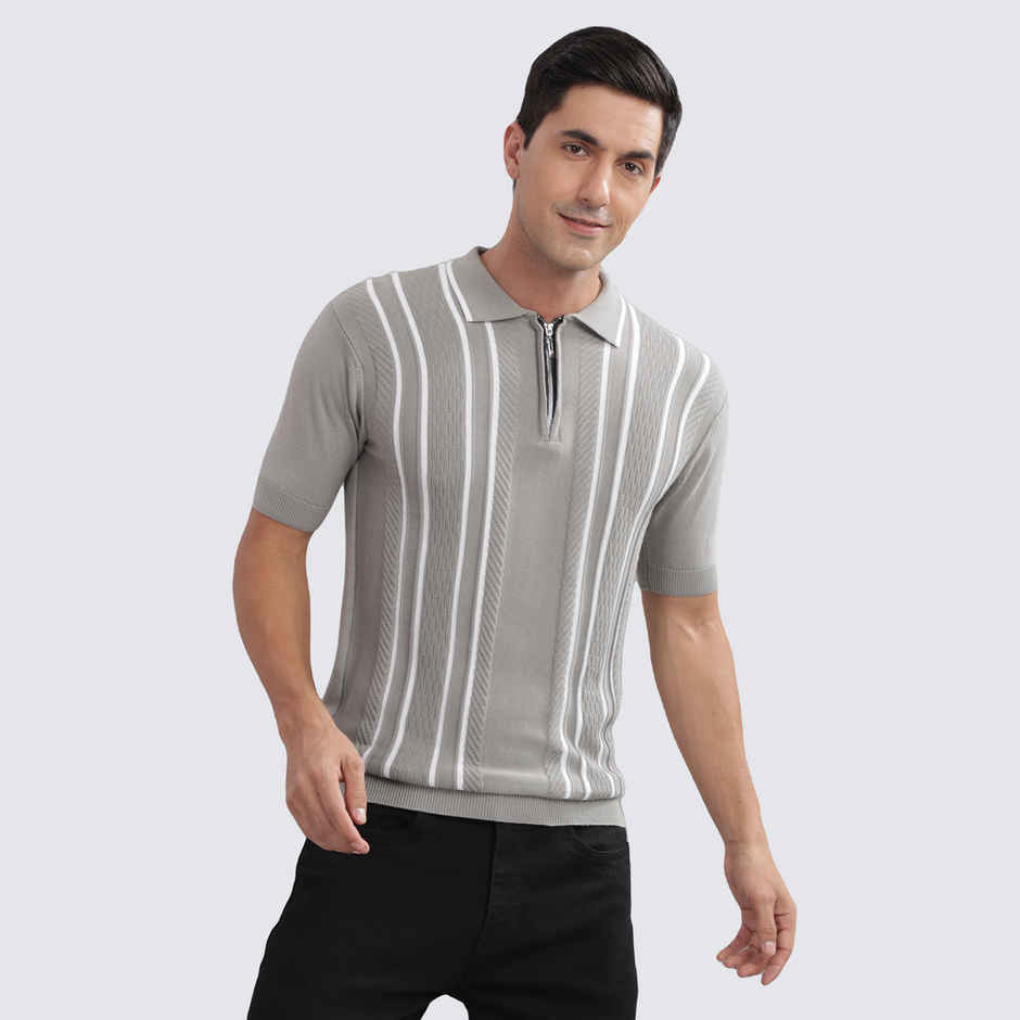 OUTLAWS Men's 100% Cotton Structured T-Shirt | Flat Knit | Super Stretch | Grey - 2XL