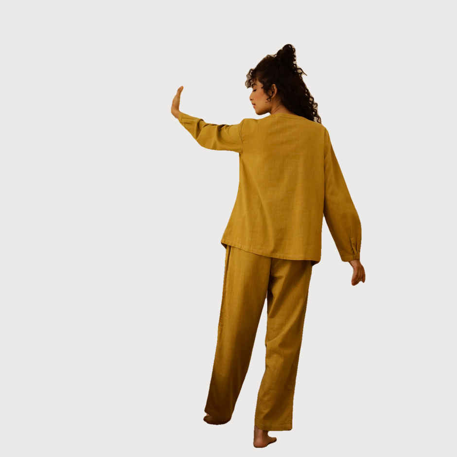 Sanskrutihomes Women's Pure Cotton Night suits | SE-NSP-706 | Mustard - S