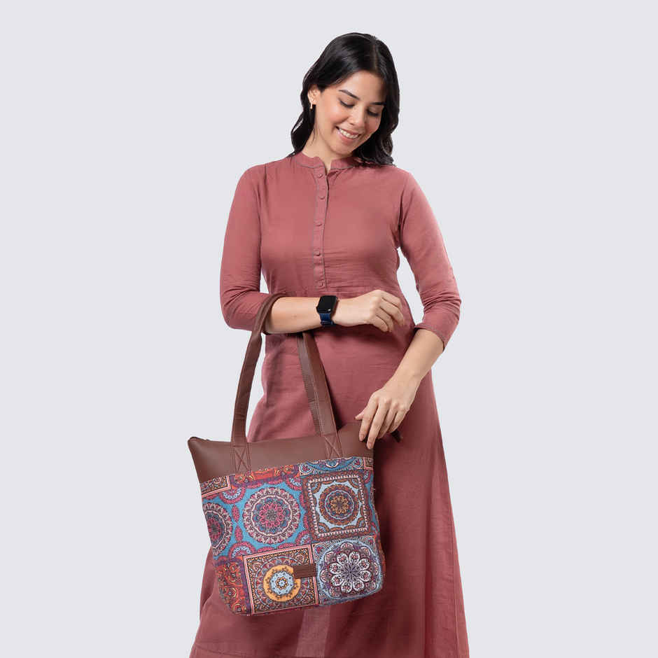 Zouk Multicolour Mandala Print Everyday Tote Bag - Multicolour