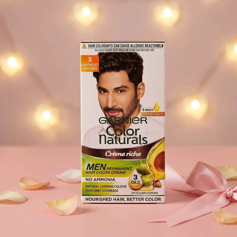 Garnier Color Naturals Hair Color For Men, Shade 3, Darkest Brown