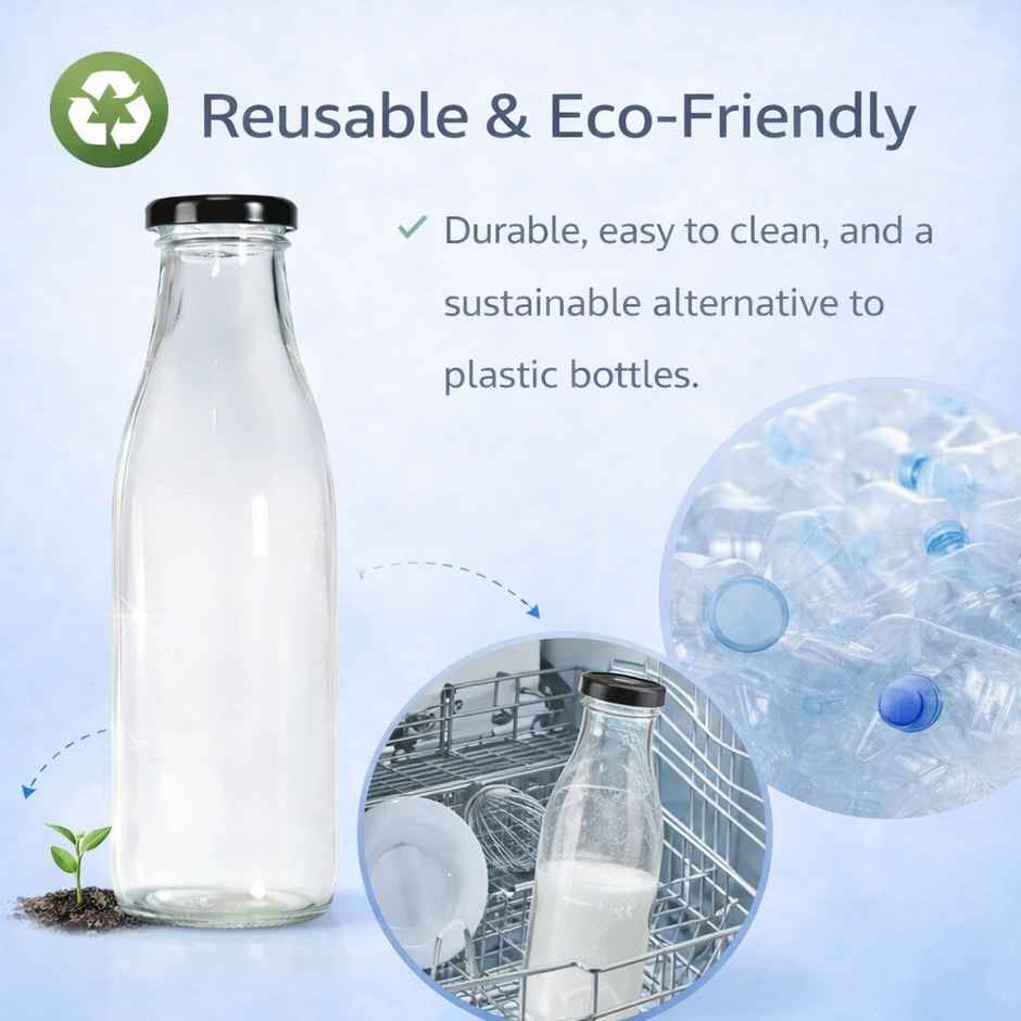 Lazer Glass Bottle | 500 ml | Leakproof Airtight for Milk, Juice & Water