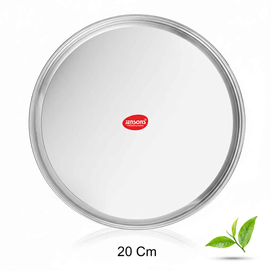 Jensons Stainless Steel Thali, 20 cm, Elegant Round Plate Durable Food Grade Material